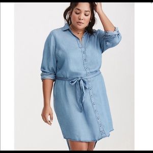 Torrid Chambray Button Front Shirt Dress 2 2X